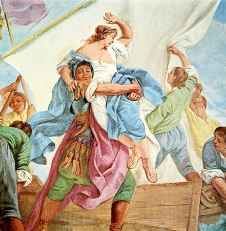 Villa Widmann - affresco Angeli, Paride rapisce Elena
